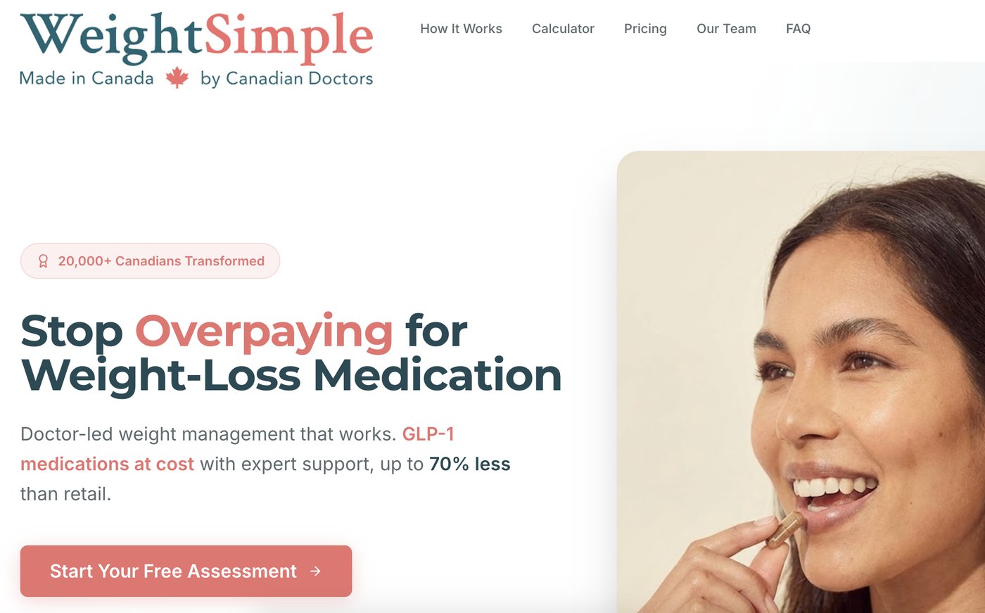The WeightSimple homepage: doctor-led weight management with GLP-1 medications at cost
